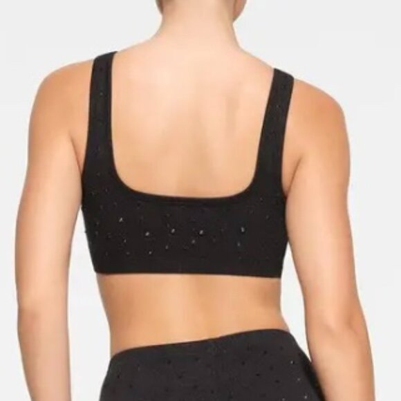 NWT • SKIMS • OUTDOOR RHINESTONE WIDE NECK BRALETTE • M + L • WASHED ONYX - Picture 3 of 7